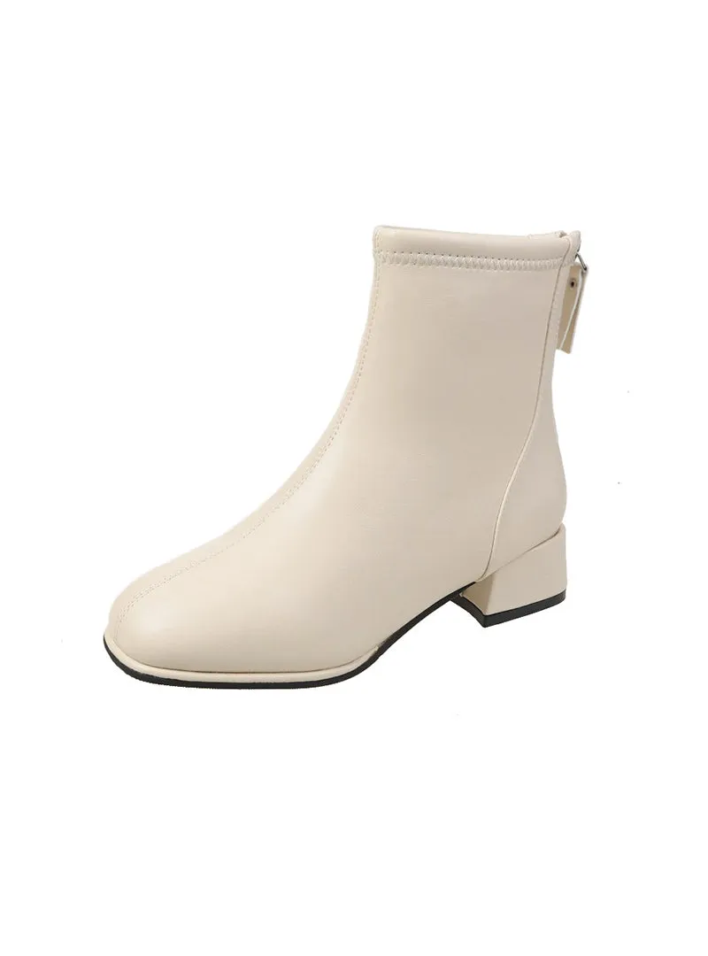 Back Zipper Cotton Square Head Snow Boots