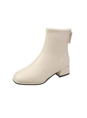 Back Zipper Cotton Square Head Snow Boots
