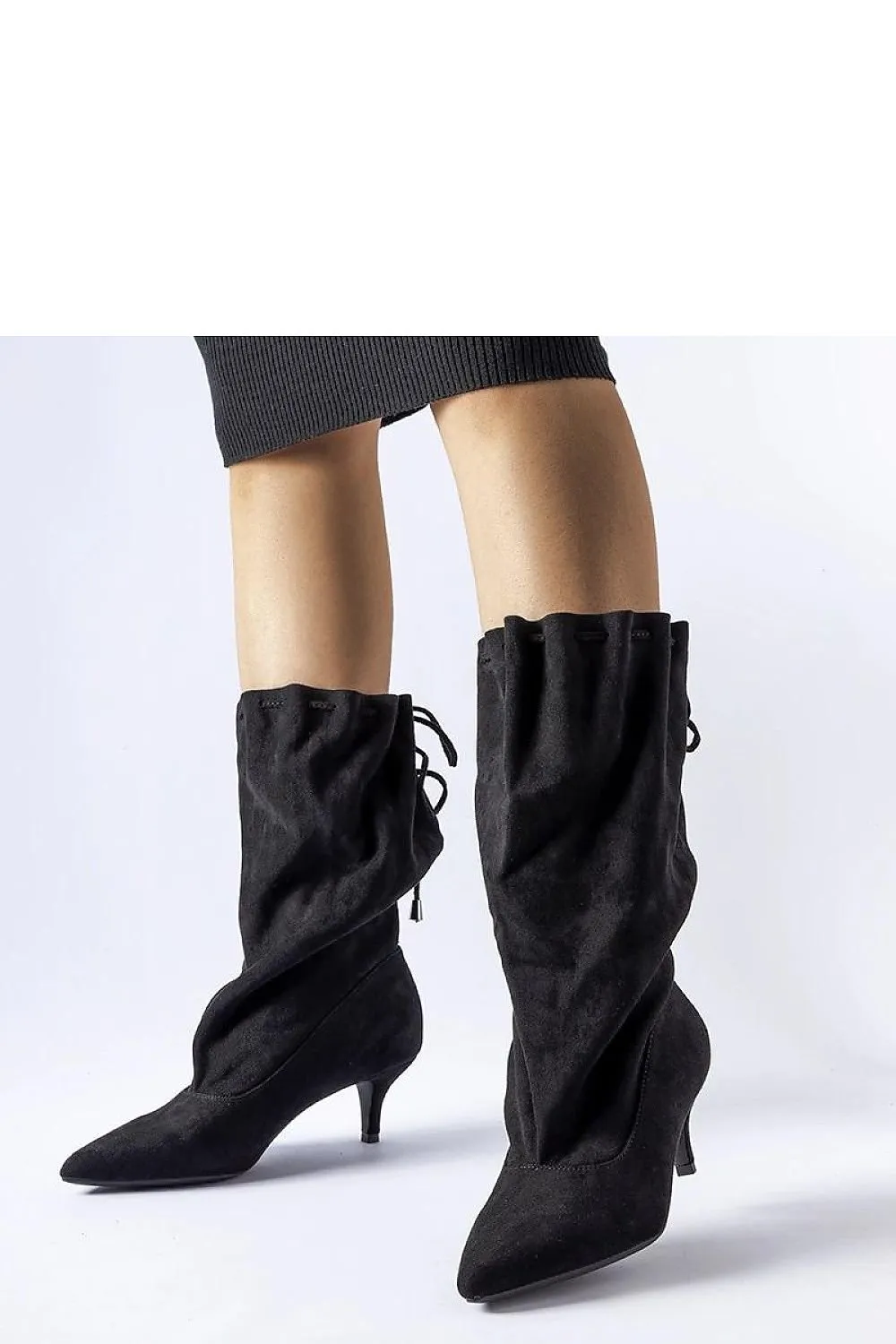 Beige slip-on low heel boots