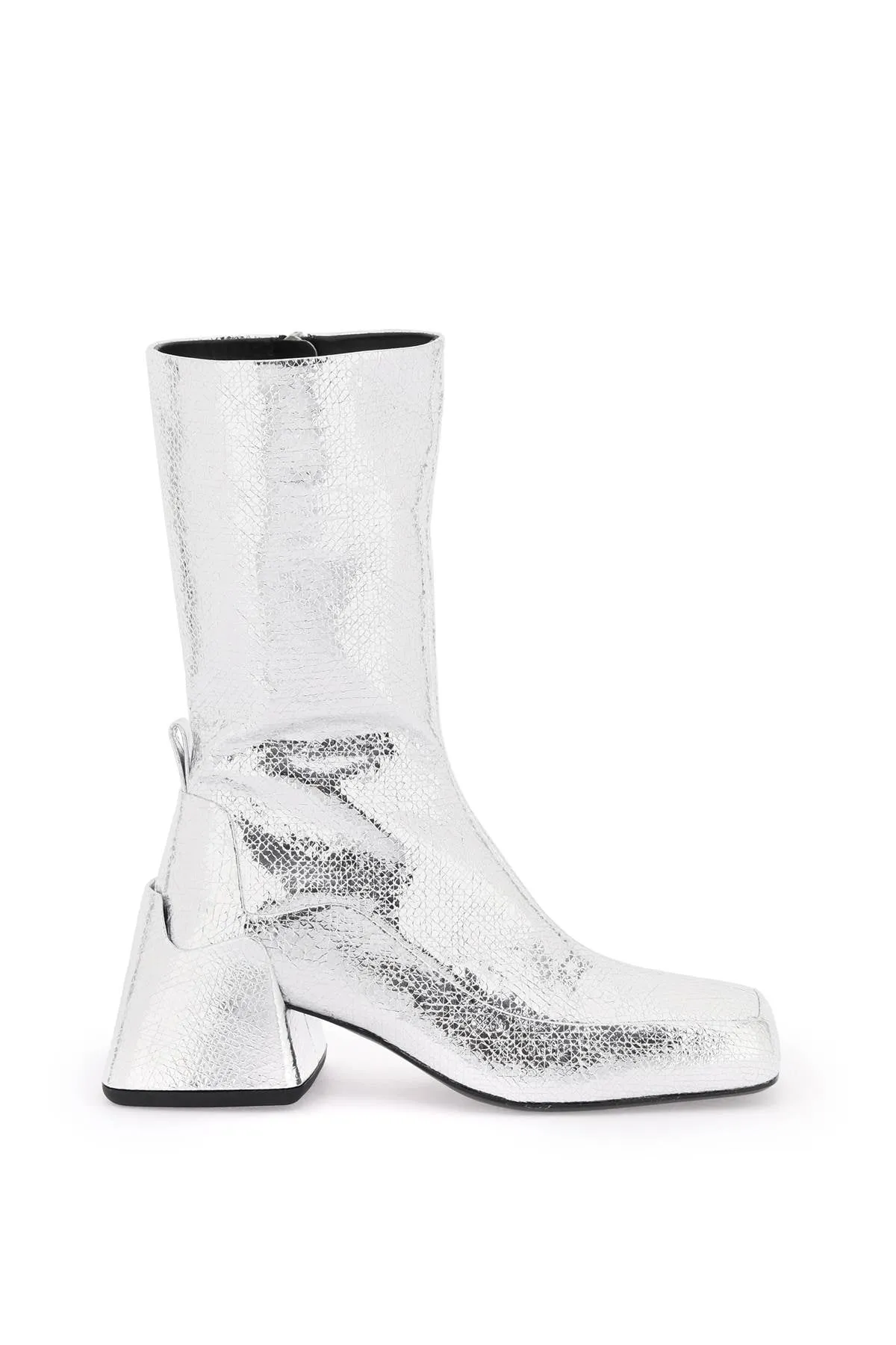 cracked-effect laminated leather boots