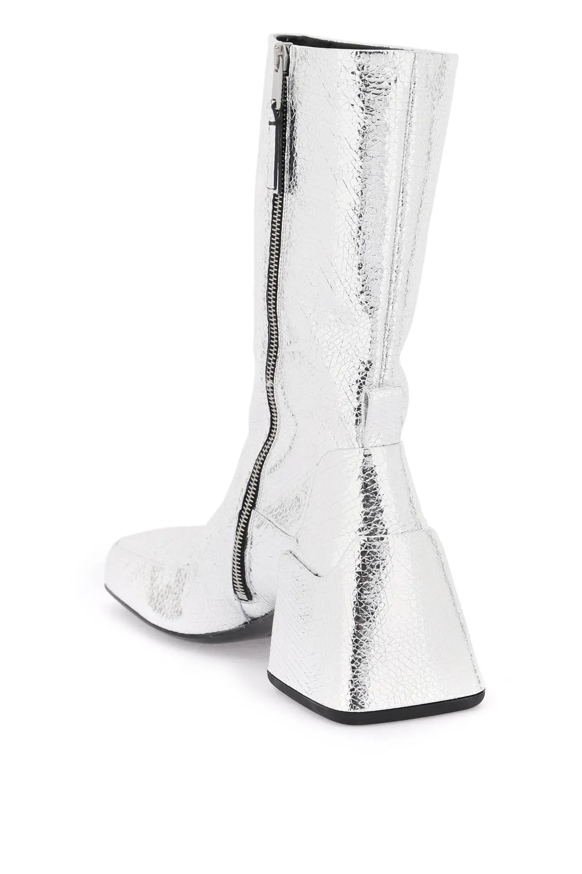 cracked-effect laminated leather boots